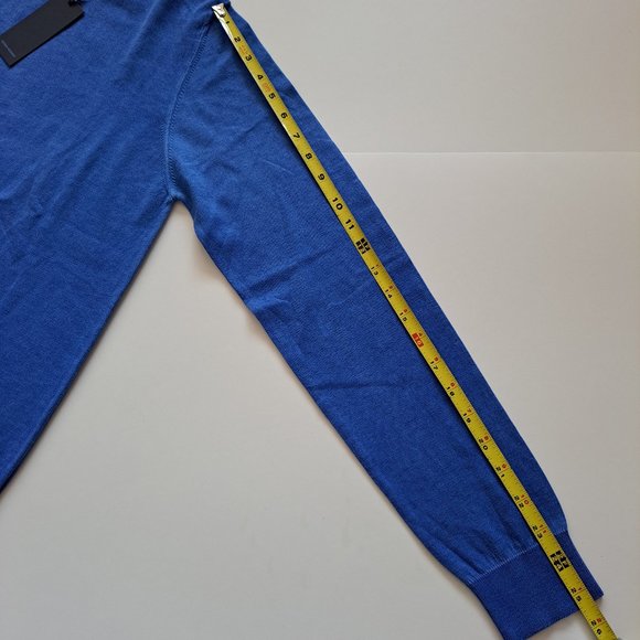 NWT Men's Patrick Assaraf 100% Cotton Crew Neck Blue Pullover Sweater Size M - Picture 10 of 13